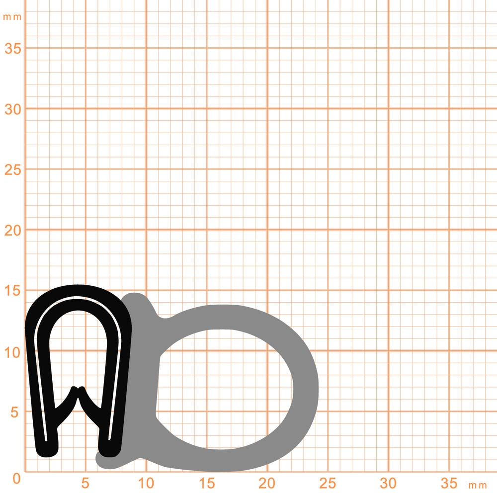 Kantenschutz Dichtprofile - Kantenschutzprofil | Klemmbereich: 2 - 4 mm | Farbe: schwarz