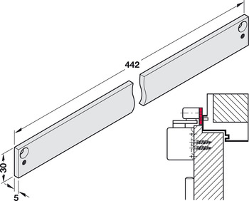Montageplatte für Gleitschiene von Dorma TS 91/92/93 | Breite: 30 mm | Farbe: silber