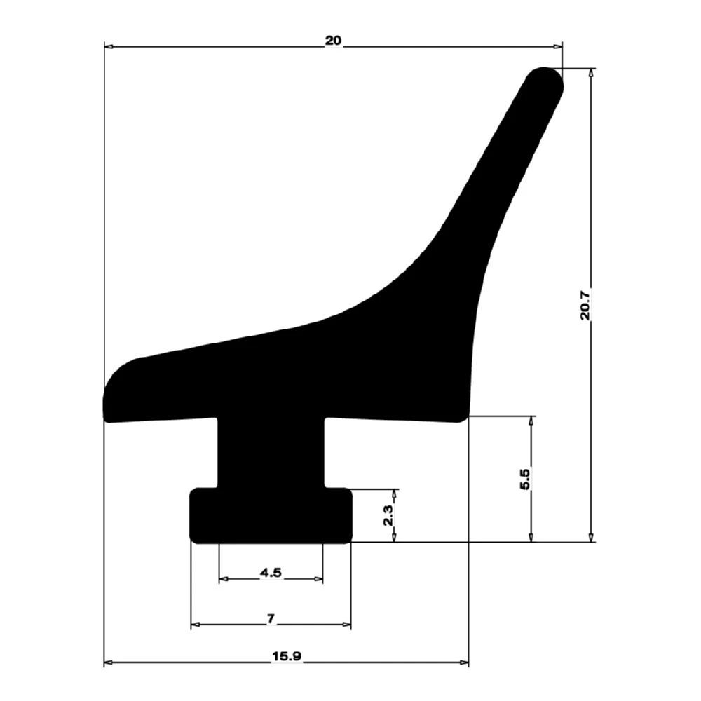 Mitteldichtung für Metall- und Alufenster | 19 mm Breite | Farbe: schwarz
