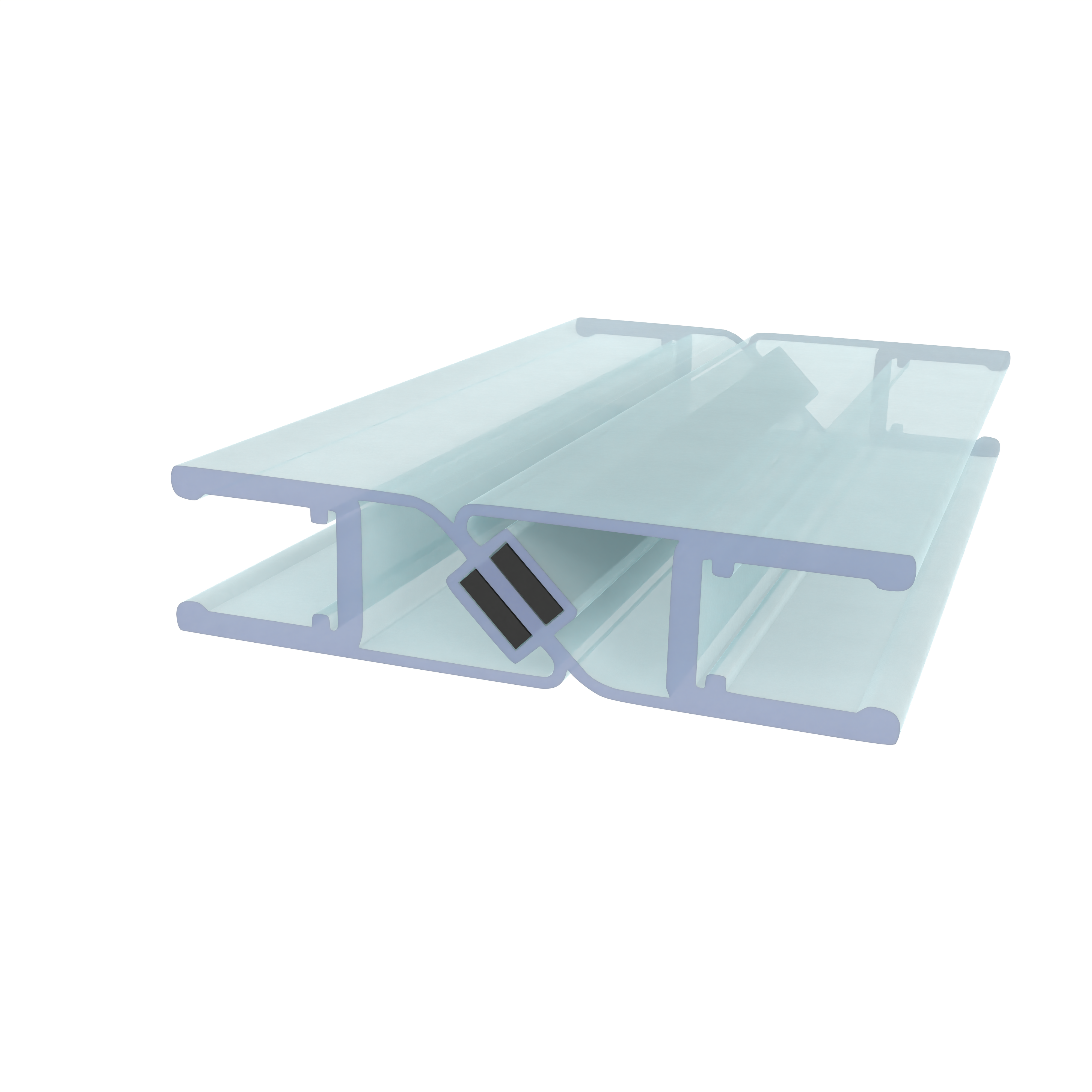 Senkrecht - Dusch-Magnetprofil 180 ° Winkel | 6 - 8 mm Glasstärke | Farbe: transparent
