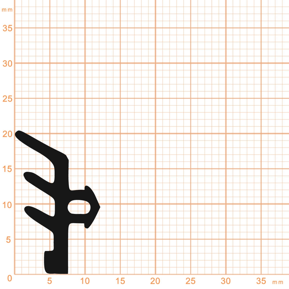 Verglasungsdichtungen - Mitteldichtung für Metall- und Alufenster | 20,5 mm Höhe | Farbe: schwarz