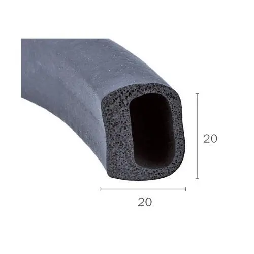 Restaurierungsmaterial - Moosgummiprofil für Boote | Höhe: 20 mm | Farbe: schwarz 