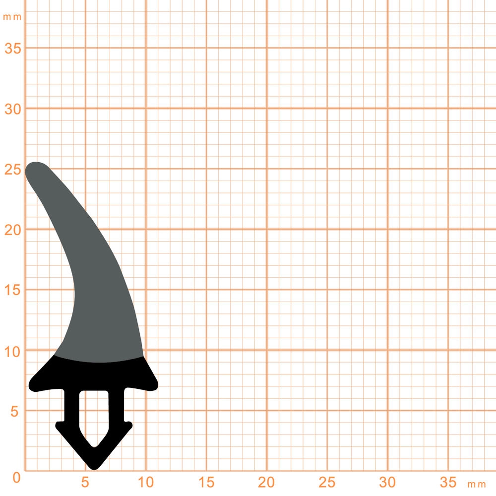 Kühlschrankdichtungen - Kühlschrankdichtung Meterware | Höhe: 25,5 mm | Farbe: schwarz