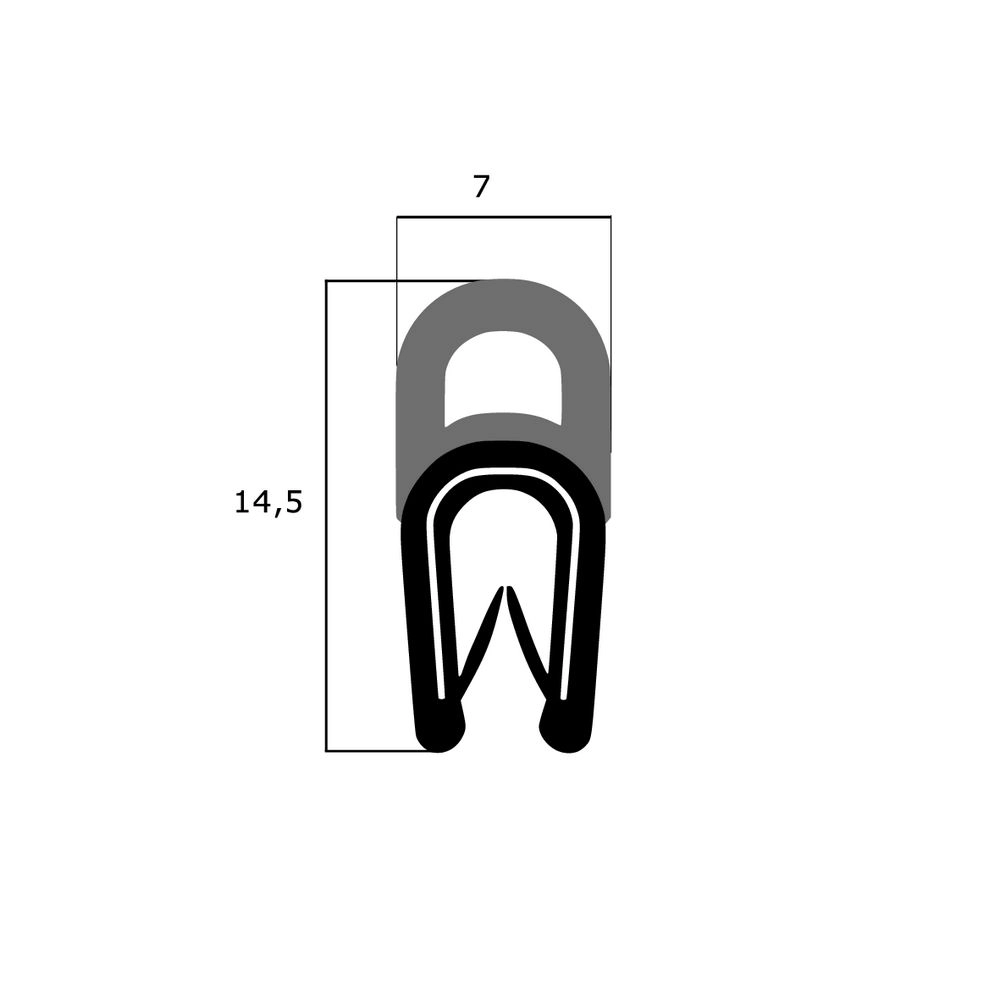 Kantenschutz Dichtprofile - Kantenschutzprofil | Klemmbereich: 1-2 mm | Farbe: schwarz