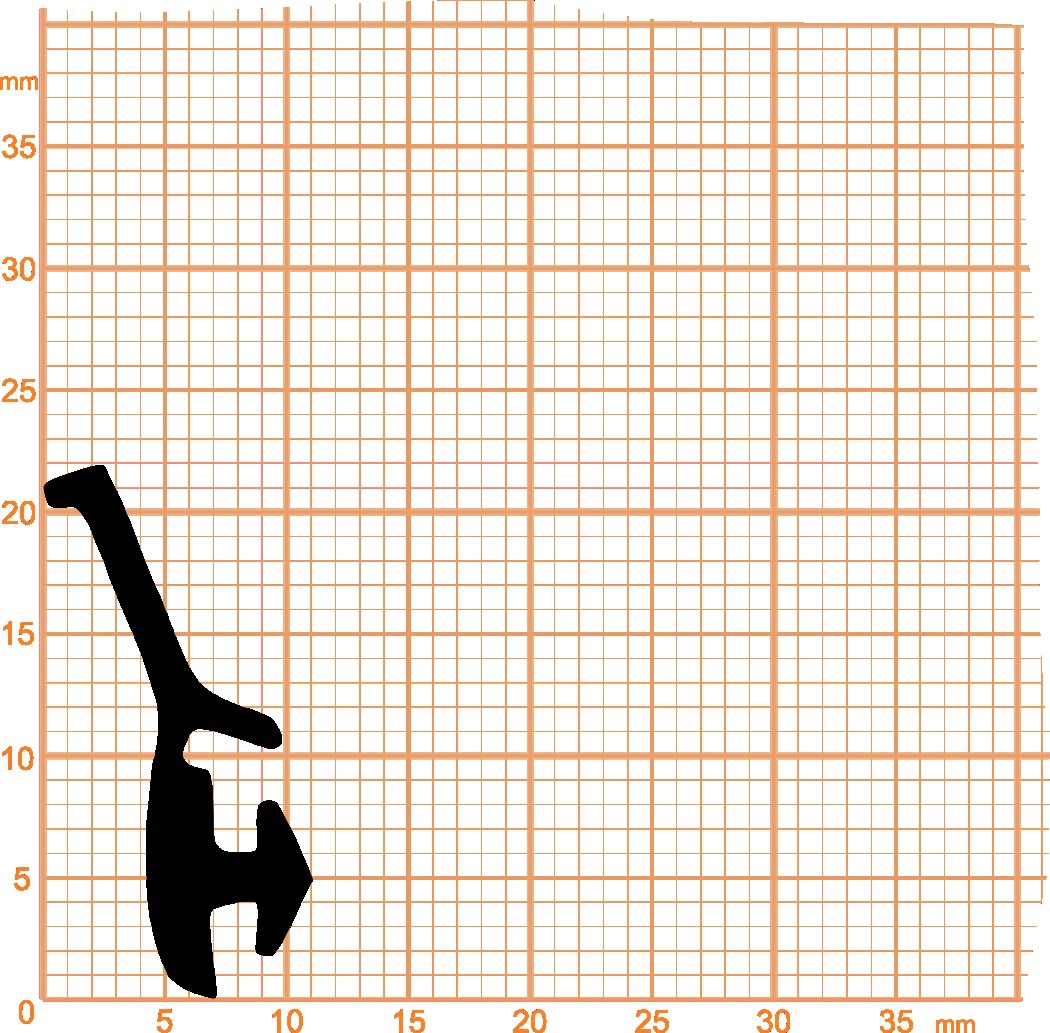 Anschlagdichtung für seitlichen Anschlag | 22 mm Höhe | Farbe: schwarz