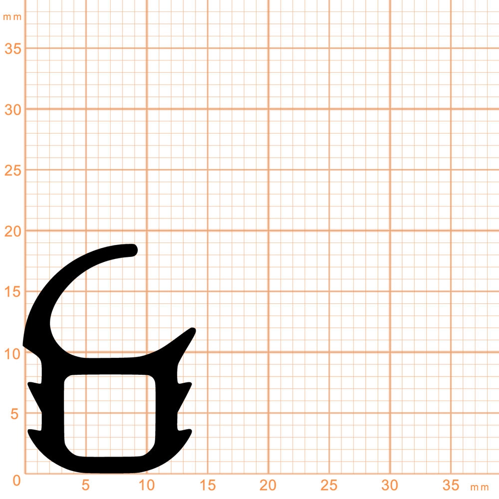 Türrahmen Dichtung - Stahlzargendichtung für senkrechte Nut | 19 mm Höhe | Farbe: beige
