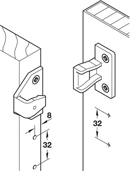 Verbinder & Bodenträger - Plattenteil von Häfele | Modell: Keku AS | Bohrabstand: 32 mm