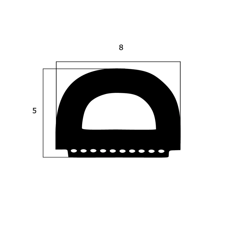 Türdichtung selbstklebend - Klebedichtung mit D-Profil | Spaltbreite: 4 – 6 mm | Farbe: schwarz
