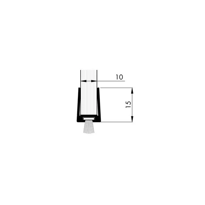 Glastürprofil mit Bürste | Glasstärke: 10 mm | Farbe: alu-silber-elox