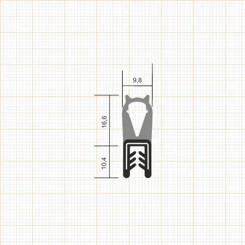 Kantenschutz Dichtprofile - Kantenschutzprofil | Klemmbereich: 1-3 mm | Farbe: schwarz