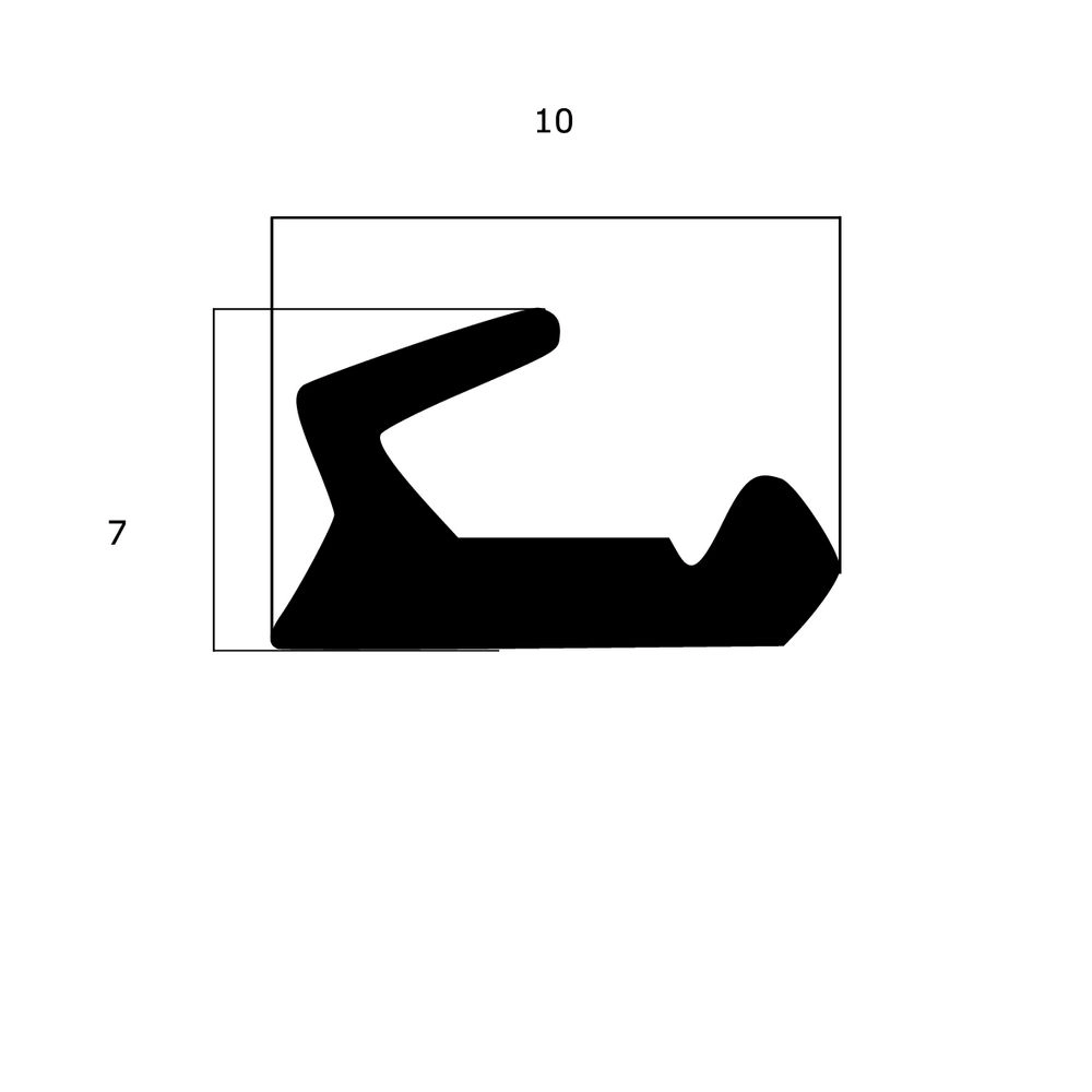 Türrahmen Dichtung - Anschlagdichtung mit Lippe und glattem Fuß | 7 mm Höhe | Farbe: schwarz 