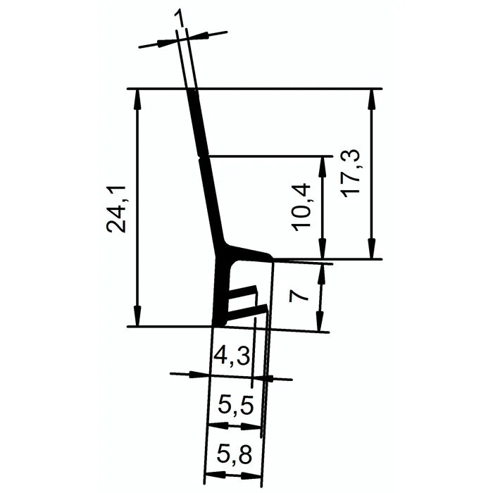 Flügelfalzdichtungen - Stulpdichtung für Fenster und Türen | 24,1 mm Höhe | Farbe: schwarz