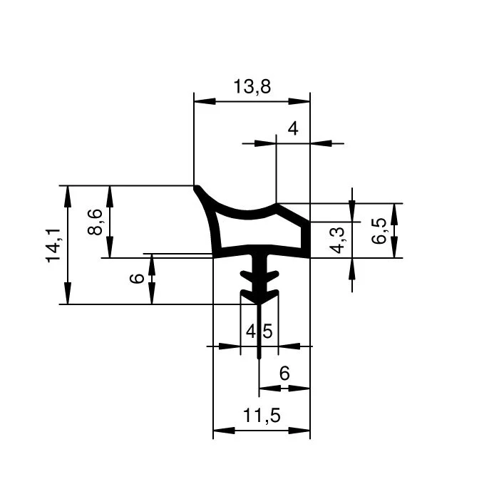 Holzzargendichtung für Holztüren | 12 mm Falzbreite | Farbe: braun