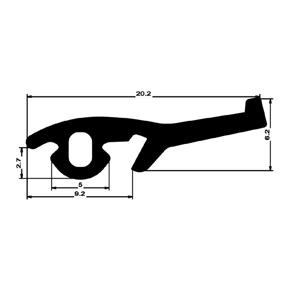 Anschlagdichtung für seitlichen Anschlag | 8 mm Breite |  Farbe: schwarz