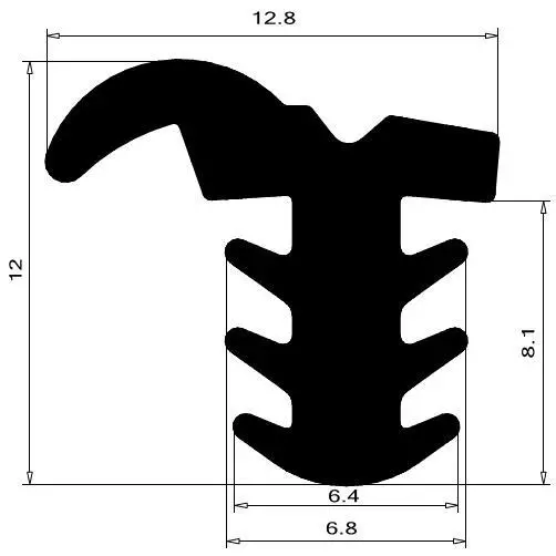 Türrahmen Dichtung - Stahlzargendichtung für RP Technik Stahltüren | 12,8 mm Breite | Farbe: schwarz