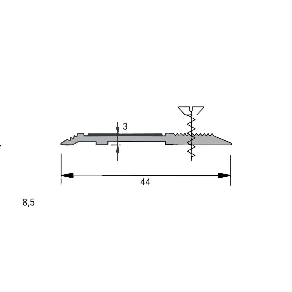 Schwellenprofil für Treppenstufen | 44 mm Breite | Farbe: anthrazit   Schwellenprofil für Treppenstufen | 44 mm Breite | Farbe: anthrazit
