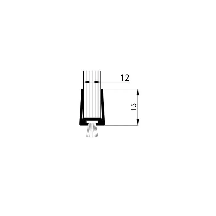 Glastürprofil mit Bürste | Glasstärke: 12 mm | Farbe: alu-silber-elox