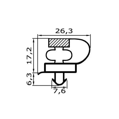 Kühlschrankdichtungen - Kühlschrankdichtungsrahmen | Höhe: 23,5 mm | Farbe: grau