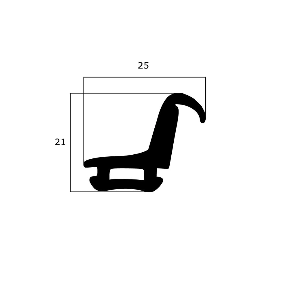 Mitteldichtungen - Mitteldichtung für Metall- und Alufenster | 21 mm Höhe | Farbe: schwarz
