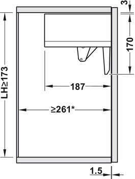 Blum Kraftspeicher-Einheit für Hochklappbeschlag | Leistungsfaktor 420-1610 | Farbe: dunkelgrau