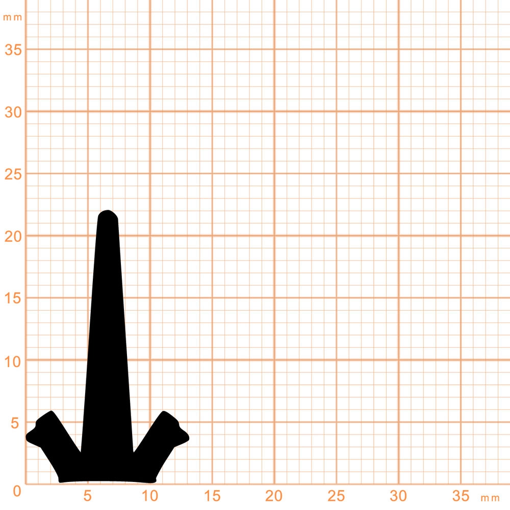 Mitteldichtung für Metall- und Alufenster | 22 mm Höhe | Farbe: schwarz