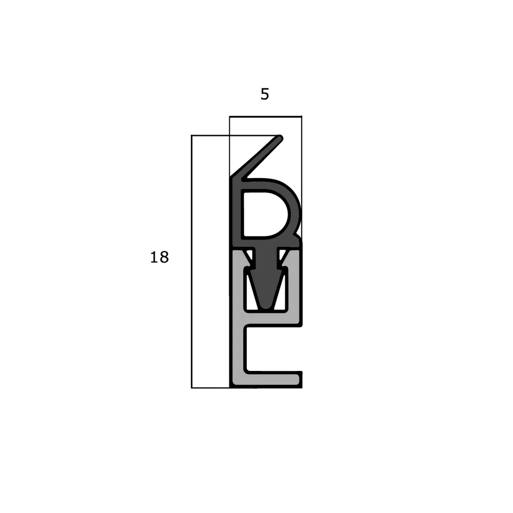 Anpressdichtungen - Anpressdichtung für Fenster- und Türrahmen | 18 mm Höhe | Farbe: grau