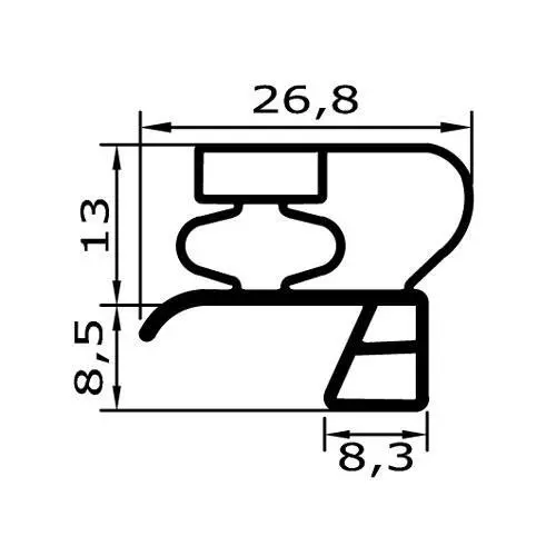Kühlschrankdichtungen - Kühlschrankdichtungsrahmen | Höhe: 21,5 mm | Farbe: grau
