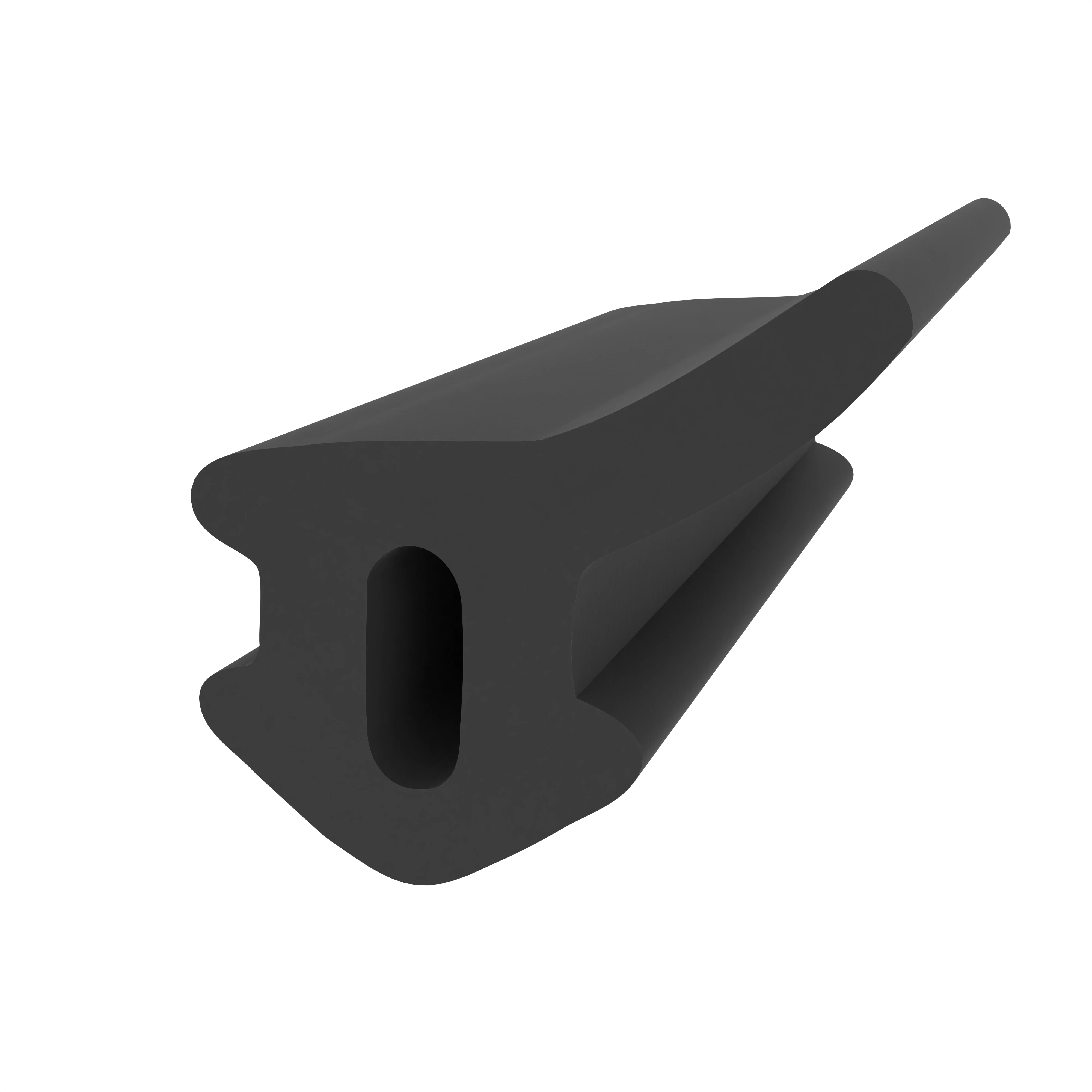 Anschlagdichtung mit Lippe und profiliertem Fuß | 7 mm Höhe | Farbe: schwarz  Anschlagdichtung mit Lippe und profiliertem Fuß | 7 mm Höhe | Farbe: schwarz