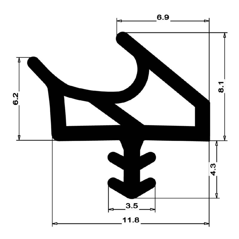 Holzzargendichtung für Haustüren | 12 mm Falzbreite | Farbe: grau