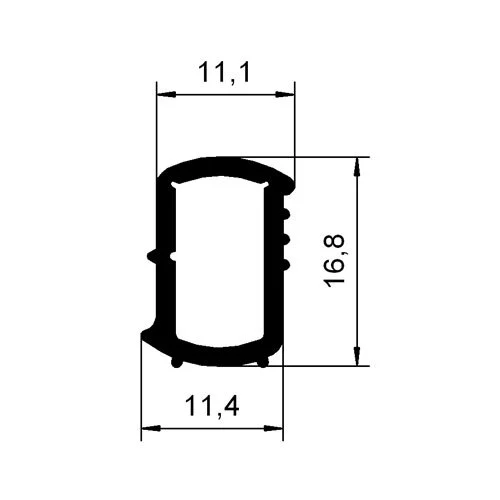 Stahlzargendichtung für senkrechte Nut | 11,4 mm Breite | Farbe: weiß