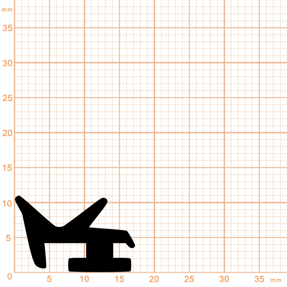 Türrahmen Dichtung - Anschlagdichtung für seitlichen Anschlag | 17 mm Höhe | Farbe: schwarz 
