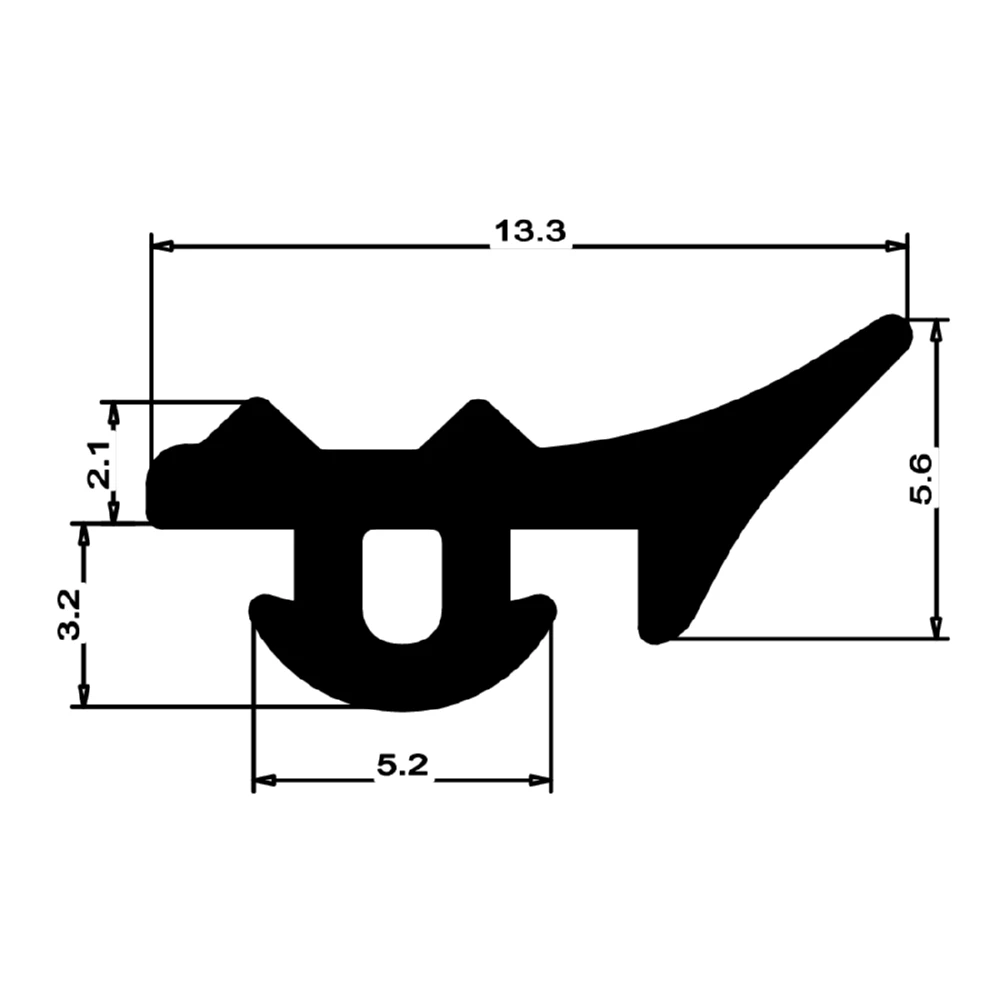 Verglasungsdichtung für Fenster | 13 mm Breite | Farbe: schwarz