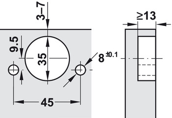 Scharniere - Topfplatte für Clip Top | Modell: 71T3590 | Anschlag: Eckanschlag