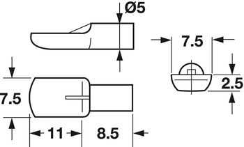 Verbinder & Bodenträger - Bodenträger für Holzböden aus Stahl mit Rastnase zum Einstecken in Bohrloch Ø 5 mm