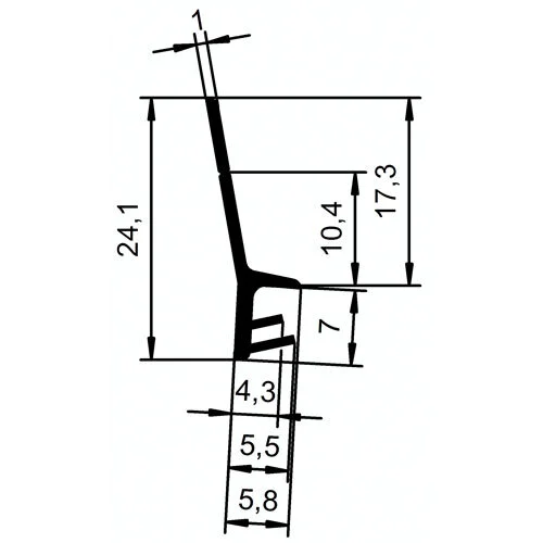 Stulpdichtung für Fenster und Türen | 24,1 mm Höhe | Farbe: weiß