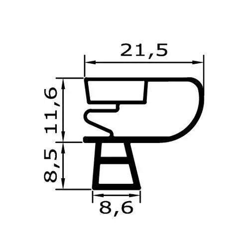 Kühlschrankdichtungen - Kühlschrankdichtungsrahmen | Höhe: 20,1 mm | Farbe: grau