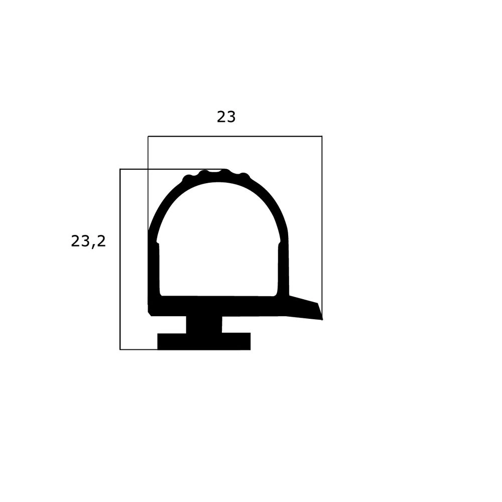 Kühlschrankdichtungen - Kühlschrankdichtungsrahmen | Höhe: 23,2 mm | Farbe: schwarz