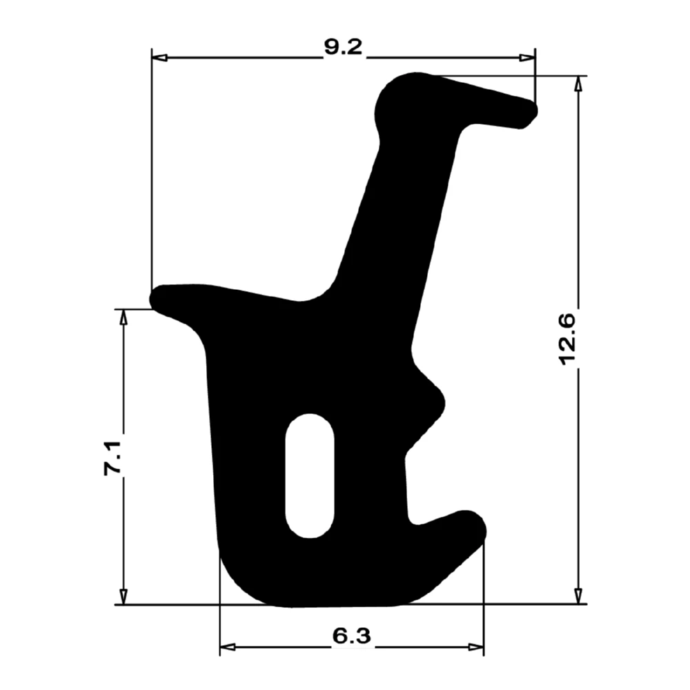 Mitteldichtung für Metall- und Alufenster | 12,5 mm Höhe | Farbe: schwarz