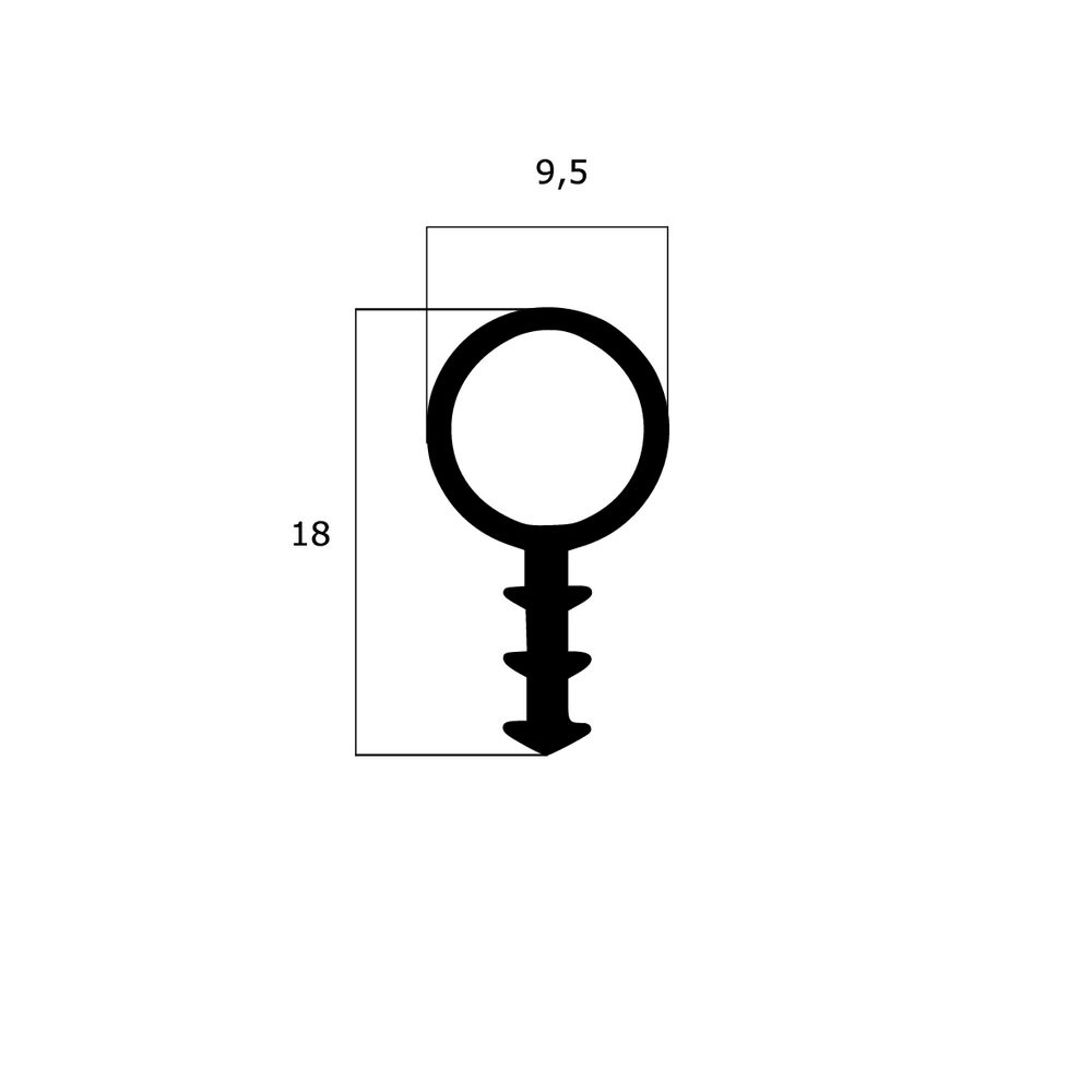 Türrahmen Dichtung - Holzzargendichtung für Haustüren | 9,5 mm Breite | Farbe: schwarz