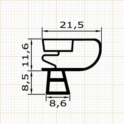 Kühlschrankdichtungsrahmen | 20,1 mm Höhe | Farbe: grau