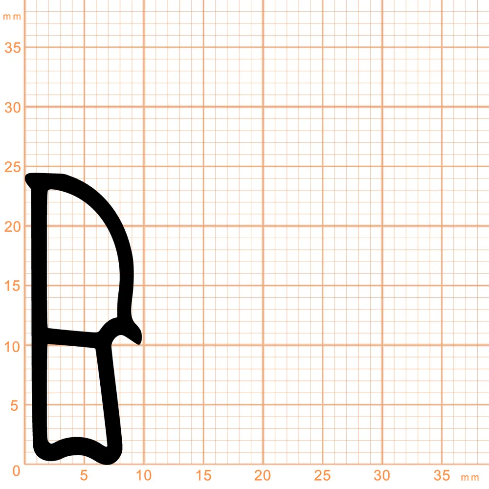 Türrahmen Dichtung - Stahlzargendichtung für seitliche Nut | 24,4 mm Breite | Farbe: grau