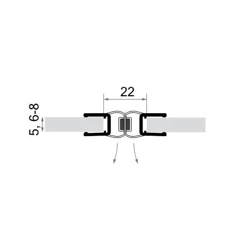 Dusch-Magnetprofil fluchtend 180 °| 6 - 8 mm Glasstärke | Farbe: transparent