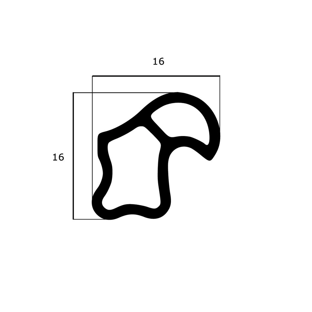 Türrahmen Dichtung - Stahlzargendichtung für Stahlzargen | 16 mm Breite | Farbe: schwarz