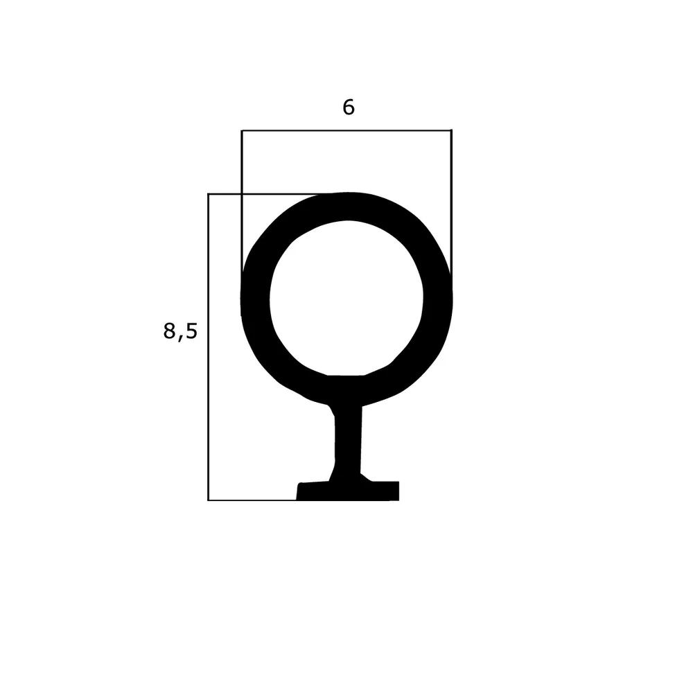 Schlauchdichtungen - Anschlagdichtung mit Schlauch | 8,5 mm Höhe | Farbe: grau 
