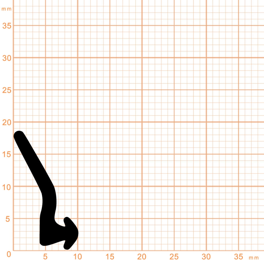 Lippendichtungen - Anschlagdichtung für Kunststofffenster | 18,5 mm Höhe | Farbe: schwarz 