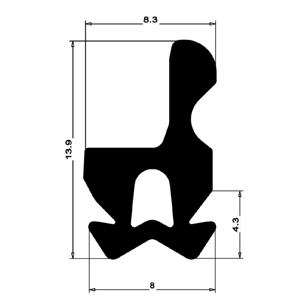 Mitteldichtung für Kunststofffenstern | 14 mm Höhe | Farbe: schwarz