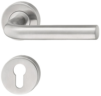 Türdrücker - Türdrücker-Garnitur mit Profilzylinder | Modell: L-Form | Farbe: Silber matt