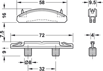 Tablarträger Lamello Divario P-18 | für Holzdicke: = 18 mm | Breite: 72 mm