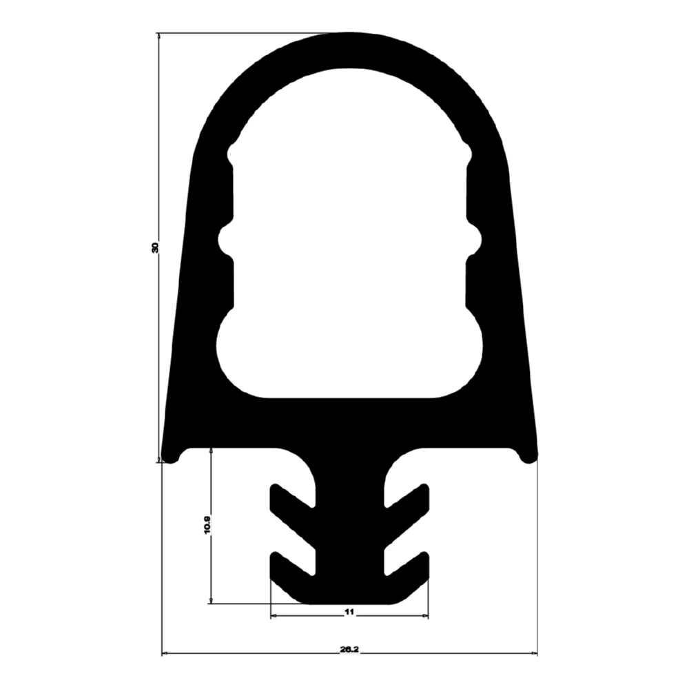 Schlauchdichtung für Tore und Systemtüren | 42 mm Höhe | Farbe: schwarz