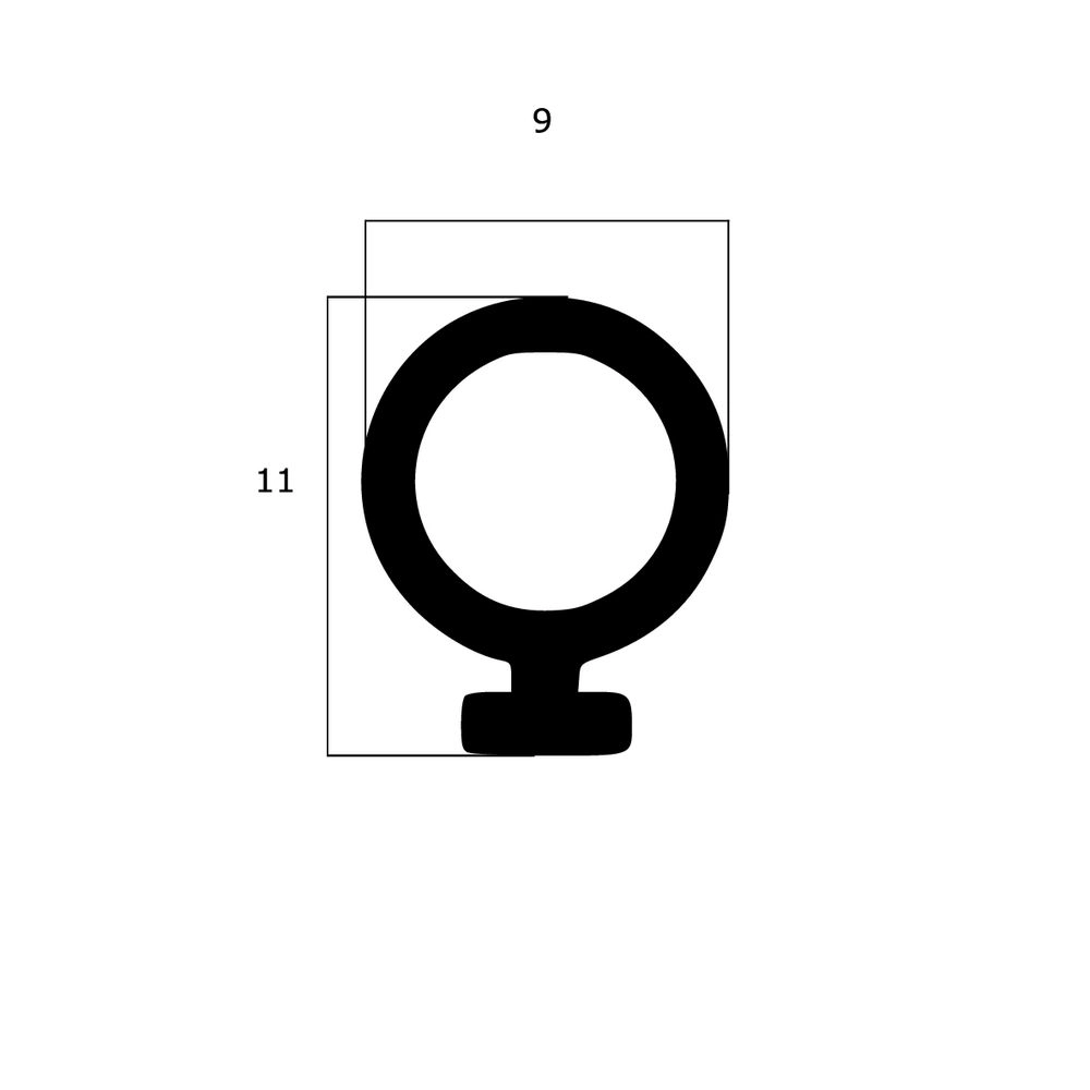 Schlauchdichtungen - Anschlagdichtung mit Schlauch | 11 mm Höhe | Farbe: schwarz 